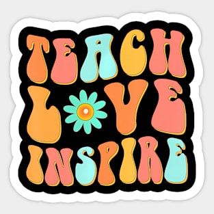 Teach Love Inspire Groovy Design Back To School Sticker